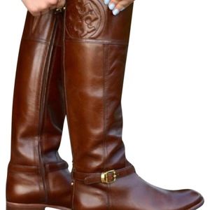 Tory Burch Chestnut Brown Marlene Riding Boots